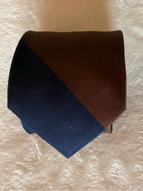 Merona Navy and Brown Diagonal Stripe Tie